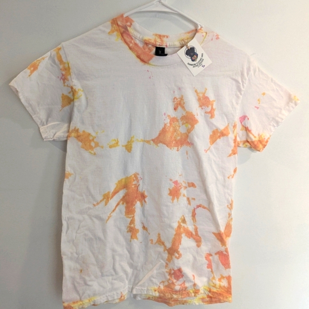 Kid-dyed Vibrant White and Orange Short Sleeve Tee